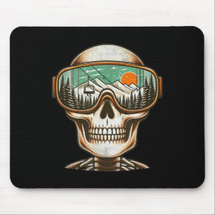 Retro Ski Skeleton Goggles Mountain Snow Skiing Wi Mouse Pad