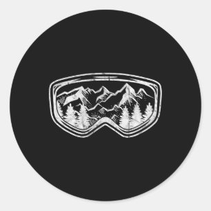 Retro Ski Snowboard Goggles Gift Skiing Snow Winte Classic Round Sticker