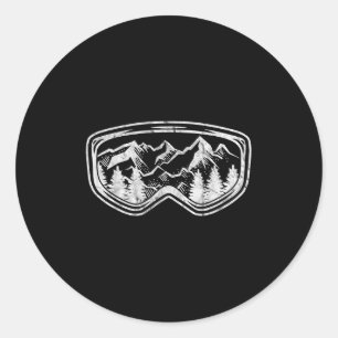 Retro Ski Snowboard Goggles Gift Skiing Snow Winte Classic Round Sticker