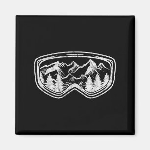 Retro Ski Snowboard Goggles Gift Skiing Snow Winte Magnet