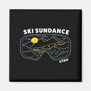Retro ski sundance utah ski resort ski snowboard magnet