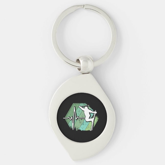 Retro Ski Vintage 80s 90s Key Ring (Front)