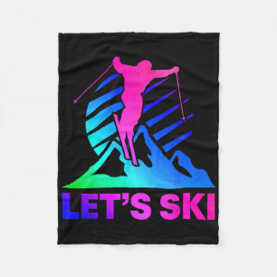 Retro Ski Vintage 80s 90s Skiing Outfit _3 Fleece Blanket