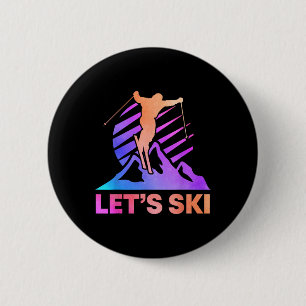 Retro Ski Vintage 80s 90s Skiing Outfit 6 Cm Round Badge