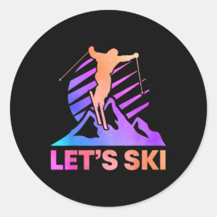 Retro Ski Vintage 80s 90s Skiing Outfit Classic Round Sticker