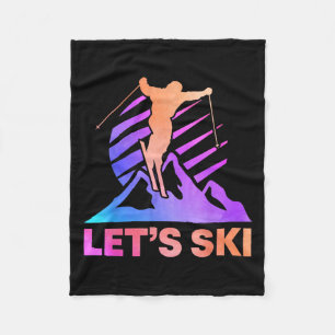 Retro Ski Vintage 80s 90s Skiing Outfit Fleece Blanket
