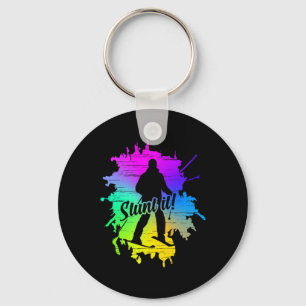 Retro Ski Vintage 80s 90s Skiing Stunt It Freeski Key Ring