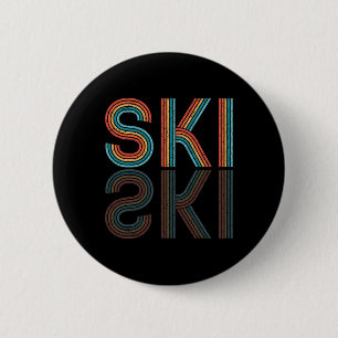 Retro Ski Vintage 80s 90s Winter Sport Skiing Men 6 Cm Round Badge