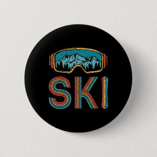 Retro Ski Vintage 80s 90s Winter Sport Skiing Men 6 Cm Round Badge