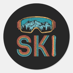 Retro Ski Vintage 80s 90s Winter Sport Skiing Men Classic Round Sticker
