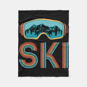 Retro Ski Vintage 80s 90s Winter Sport Skiing Men Fleece Blanket