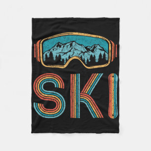 Retro Ski Vintage 80s 90s Winter Sport Skiing Men  Fleece Blanket
