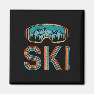 Retro Ski Vintage 80s 90s Winter Sport Skiing Men Magnet