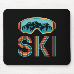 Retro Ski Vintage 80s 90s Winter Sport Skiing Men Mouse Pad