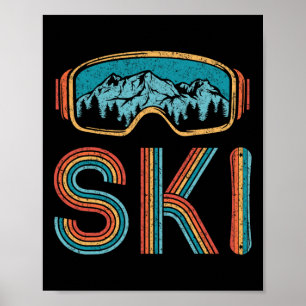 Retro Ski Vintage 80s 90s Winter Sport Skiing Men Poster