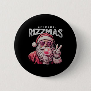 Retro Skibidi Rizzmas Christmas Rizz Santa Bubbleg 6 Cm Round Badge