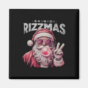 Retro Skibidi Rizzmas Christmas Rizz Santa Bubbleg Magnet