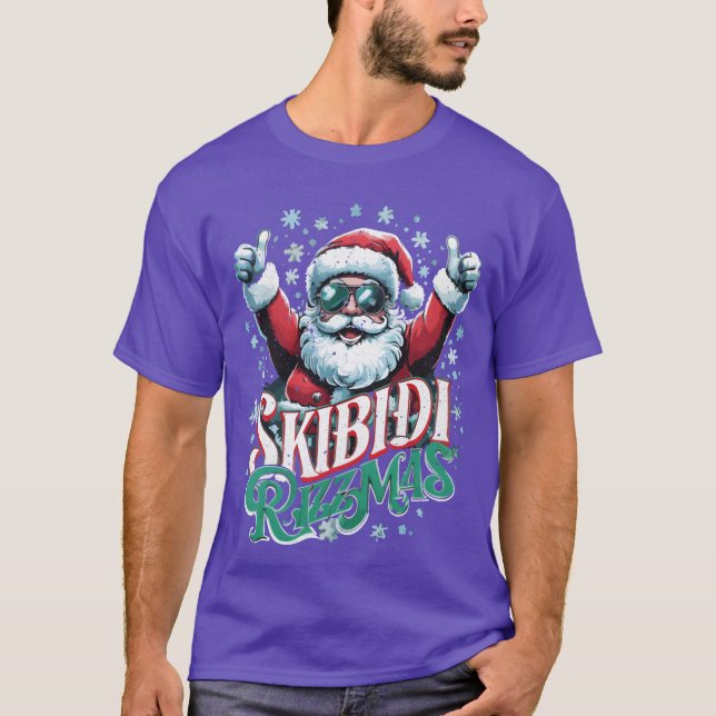 Retro Skibidi Rizzmas Christmas Santa Rizz sunglas T-Shirt (Front)