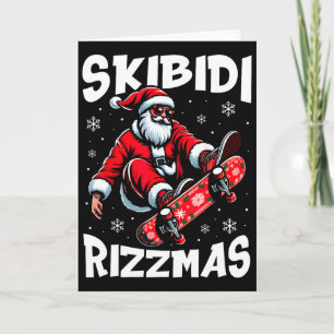 Retro Skibidi Rizzmas Funny Santa Clause Skating B Card