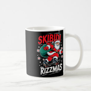 Retro Skibidi Rizzmas Funny Santa Clause Skating B Coffee Mug