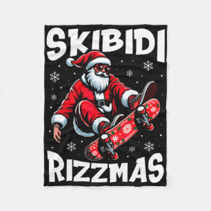 Retro Skibidi Rizzmas Funny Santa Clause Skating B Fleece Blanket