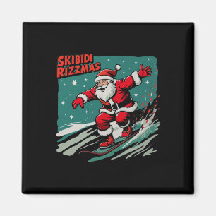 Retro Skibidi Rizzmas Funny Santa Clause Skating B Magnet