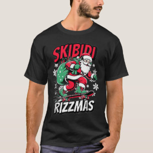 Retro Skibidi Rizzmas Santa Clause Skating Board T-Shirt