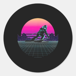Retro Skier - Skiing Lover Winter Sports Lover Ski Classic Round Sticker