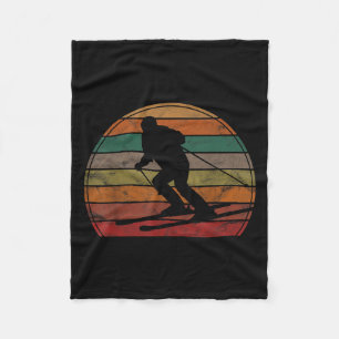 Retro Skier Sunset Skiing Gift Winter Sport Ski Fleece Blanket