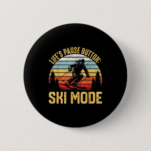 Retro skiing adventure ski snowboard enthusiasts 6 cm round badge