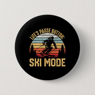 Retro Skiing Adventure Ski Snowboard Enthusiasts  6 Cm Round Badge
