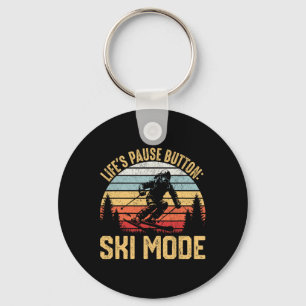 Retro Skiing Adventure Ski Snowboard Enthusiasts Key Ring