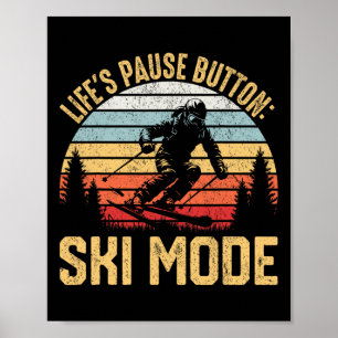Retro Skiing Adventure Ski Snowboard Enthusiasts Poster
