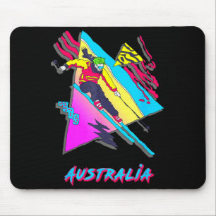 Retro skiing australia vintage graphic mouse pad