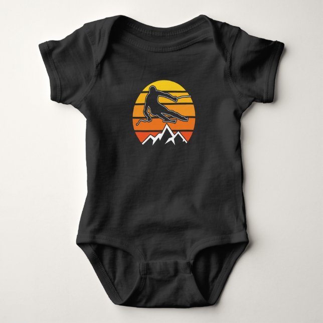 Retro Skiing Baby Bodysuit (Front)