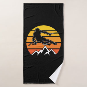 Retro Skiing Bath Towel
