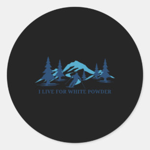 Retro Skiing Blue Ski Mountains Trees Resort Classic Round Sticker