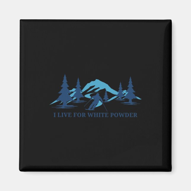 Retro Skiing Blue Ski Mountains Trees Resort  Magnet (Front)
