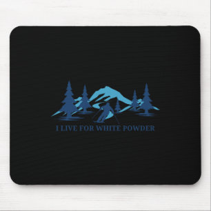 Retro Skiing Blue Ski Mountains Trees Resort Mouse Pad