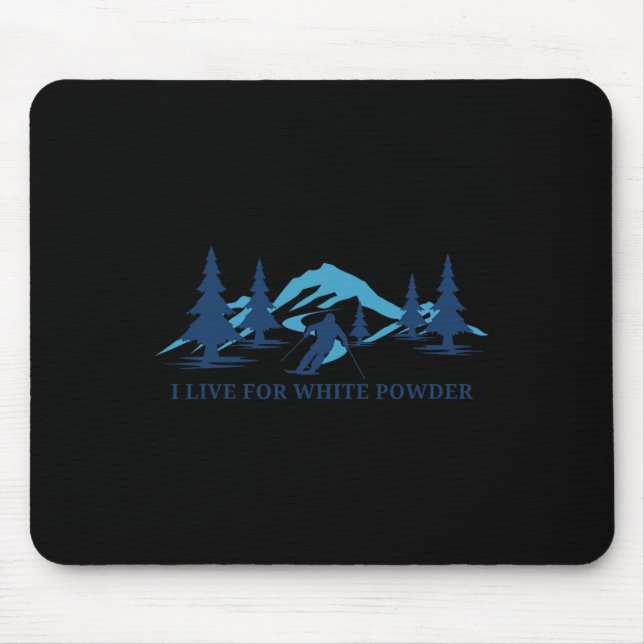 Retro Skiing Blue Ski Mountains Trees Resort  Mouse Pad (Front)