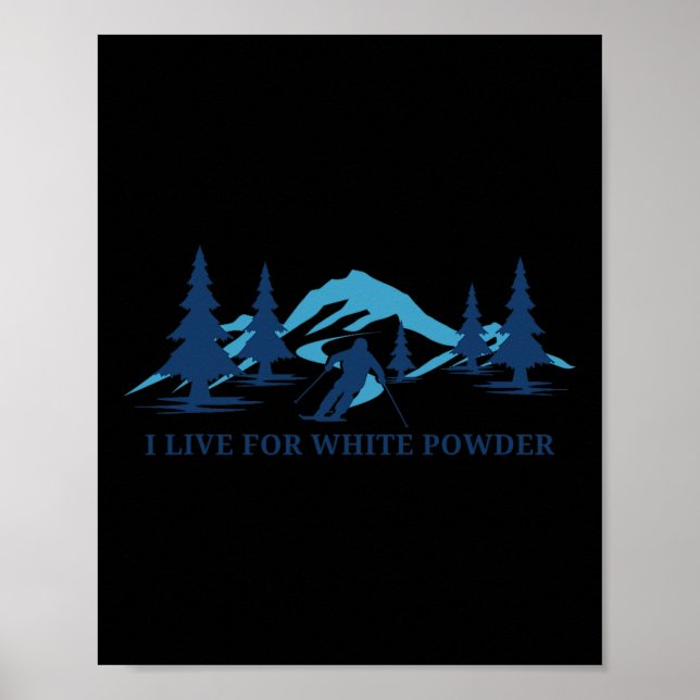 Retro Skiing Blue Ski Mountains Trees Resort  Poster (Front)