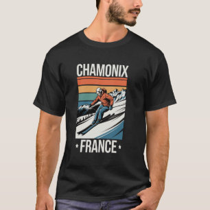 Retro Skiing Chamonix France, French Mountain Ski T-Shirt