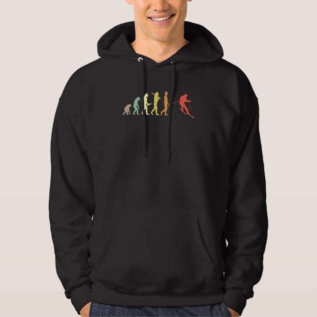 Retro Skiing Evolution For Skiers Hoodie (Front)