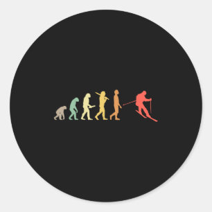 Retro Skiing Evolution Gift For Skiers  Classic Round Sticker