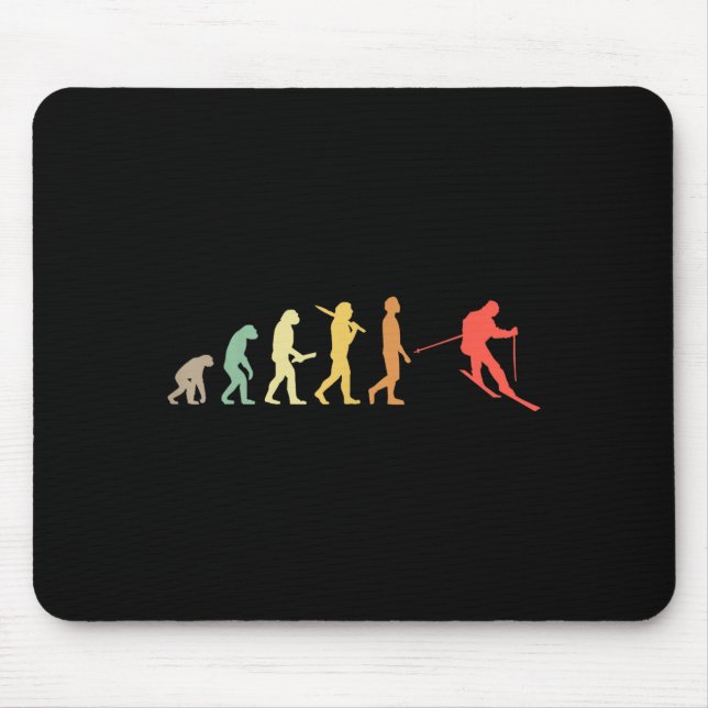 Retro Skiing Evolution Gift For Skiers  Mouse Pad (Front)