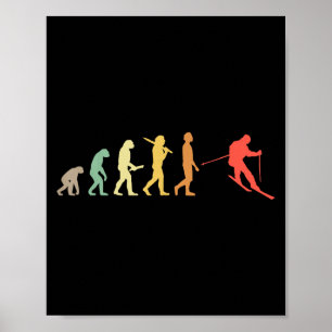 Retro Skiing Evolution Gift For Skiers Poster