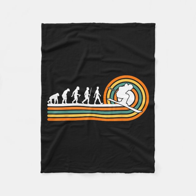 Retro skiing evolution - ski sports lovers  fleece blanket (Front)