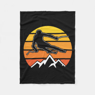 Retro Skiing Fleece Blanket