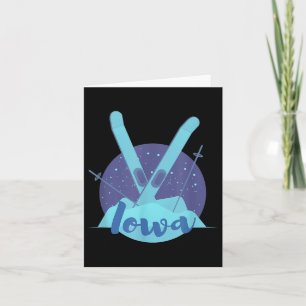 Retro Skiing Graphic For Iowa Ski Resort Vacation Card