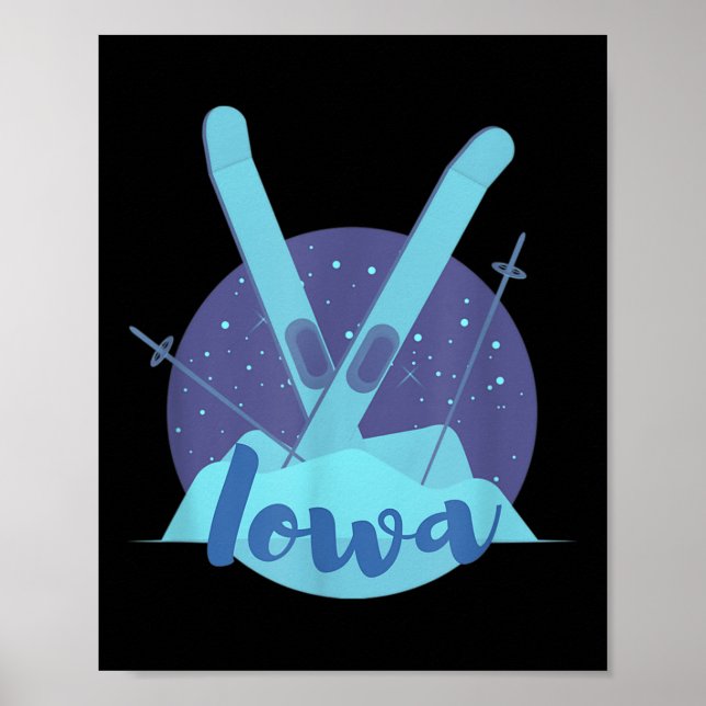 Retro Skiing Graphic For Iowa Ski Resort Vacation  Poster (Front)